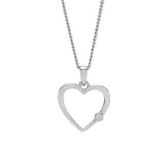 Rhod. Silber Halskette Herz 16mm mit 1 Zirkonia