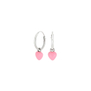Rhodinierte Silber Creolen Herz m/Rosa Emaille