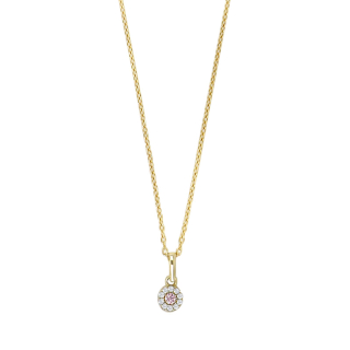 8kt. Goldanhäng.Rosette m/Pink cz inkl. Verg. Si