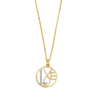 8kt. Goldanhänger LOVE w/cz inkl. Verg. Kette