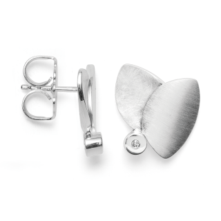 925/- Ohrstecker, rho. matt./kratmatt, 0,02ct