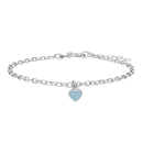 Rhod. Silberarmband Herz m/blau cz