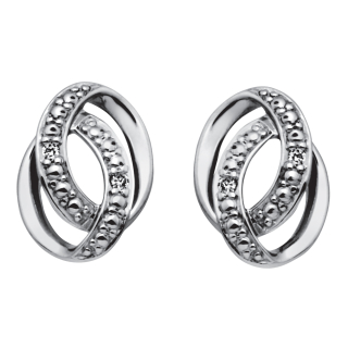 14kt. Weissgoldohrringe m/Dia. 0.020ct W/SI