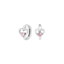 Rhodinierte Silber Creolen Herz m. Rosa cz