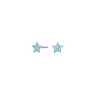 Rhod. Silber Ohrstecker Stern m. hellblau cz