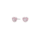 Rhod. Silber Ohrstecker Herz m. rosa mix cz