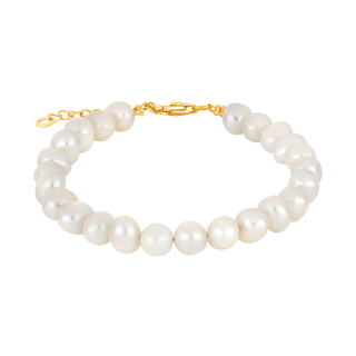 Süßwasserperlenarmband m/verg. Silberschloss 6 mm