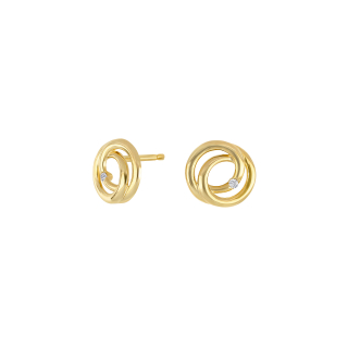 14kt. Goldohrringe m/Dia. 0.02ct W/PI