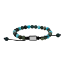 SON Armband moss agate/türkis m.Stahl 6mm
