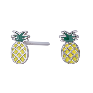 Rhod. Silberohrringe Ananas m/Emaille