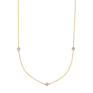 14kt. Goldhalskette m/3 x dia. 0.01ct W/SI