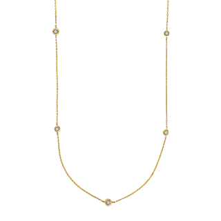 14kt. Goldhalskette m/5 x dia. 0.02ct W/SI