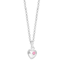 Rhod. Silberhalskette Herz m/rosa Kristall