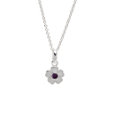 Rhod. Silberhalskette Blume m/Emaille und cz