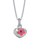 Rhod. Silberhalskette Herz m/Blume und cz