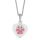 Rhod. Silberhalskette Herz m/rosa Blume