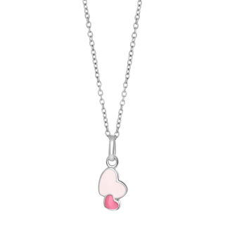Rhod. Silberhalskette Herz m/rosa Emaille