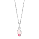 Rhod. Silberhalskette Herz m/rosa Emaille