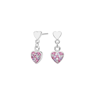Rhod. Silber Ohrhänger  Herz m. rosa mix cz