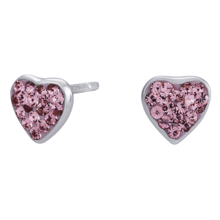 Rhod. Silberohrringe Herz m/rosa cz.