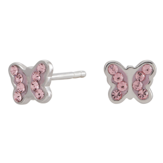 Rhod. Silberohrringe Schmetterling m/rosa cz.