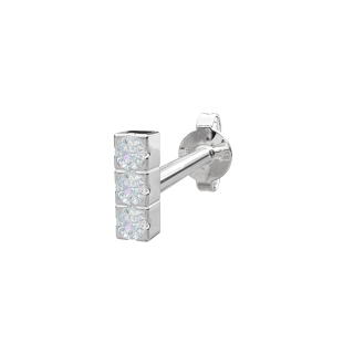 Rhod. Silberohrring m/3 cz PIERCE52 1 Stck.