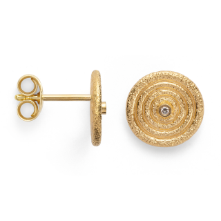 750/- Ohrstecker matt./Gebüstet, 0,01ct W-SI