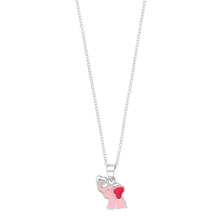 Rhod. Silber Halskette Elefant w/Emaille