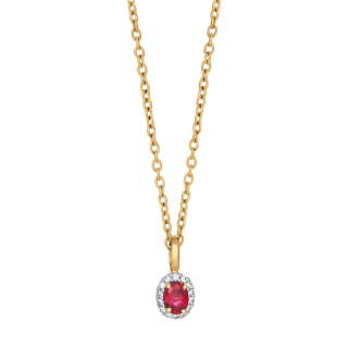 14kt. Goldanhäng.m/Rubin und dia 0.05ct W/SI ink