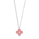 Rhod. Silberhalskette Blume m/Rosa Emaille