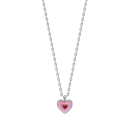 Rhod. Silber Halskette Herz m/ rosa Emaille