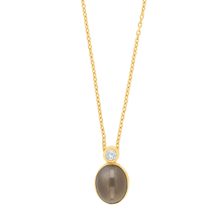 8kt. Anhänger m/cz und Verg. Silber Kette