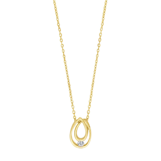 9kt. Anhänger m/cz und Verg. Silber Kette