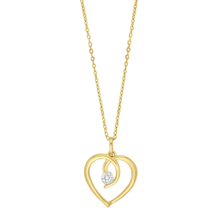 9kt. Anhänger Herz m/cz und Verg. Silber Kette