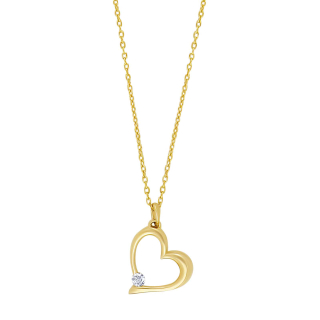 9kt. Anhänger Herz m/cz und Verg. Silber Kette