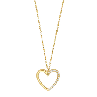 9kt. Anhänger Herz m/cz und Verg. Silber Kette