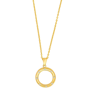8kt. Anhänger Kreis m/ Verg. Silber Kette