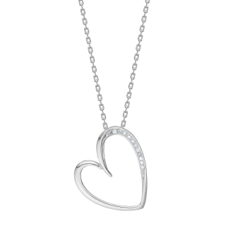 Rhod. Silber Halskette Herz m/cz