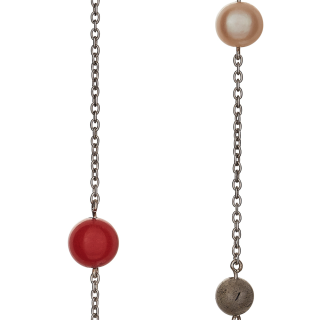 SHAPE Rhod. Silber Kette m. Orange/Rot/Grün