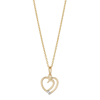 14kt. Anhänger m/dia 0.005ct W/SI