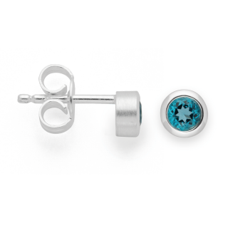 925/- Ohrstecker matt./Poliert, Blau Topas 0,28ct