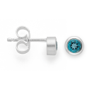 925/- Ohrstecker, rho. matt./Poliert, Blau Topas