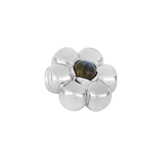 Rhod. Silber Flower System-Verschlüsse Lbd.+Onyx