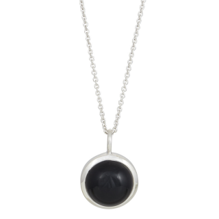 Rhod. Sil. Halskette SWEETS52 schwarzer Onyx 11mm