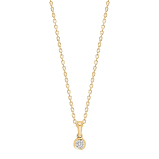 14kt. Gold Anhänger m/5mm cz m/verg Silber Kette