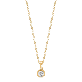 8kt. Gold Anhänger m/6mm cz m/verg Silber Kette