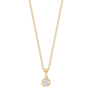 14kt. Gold Anhänger m/6mm cz m/verg Silber Kette