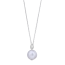 Rhod. Silber Halskette w/Perle und cz