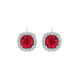 Rhod. Silber Anhänger Ruby CZ 12x12