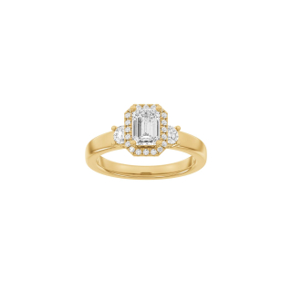LUXURY Halo Quadrat 14kt. Goldring m. Lab. G. dia. 1,45ct River/VS1 Gr. 50